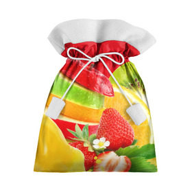Подарочный 3D мешок с принтом Фрукты в Санкт-Петербурге, 100% полиэстер | Размер: 29*39 см | fresh | апедьсин | киви | клубника | пузыри | сок | фреш | фрукты | яблоко | ягоды