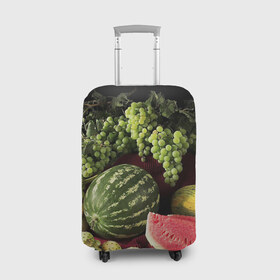 Чехол для чемодана 3D с принтом Арбуз в Санкт-Петербурге, 86% полиэфир, 14% спандекс | двустороннее нанесение принта, прорези для ручек и колес | арбуз | виноград | каштан | натюрморт | плоды | ягоды
