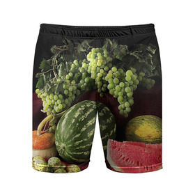 Мужские шорты 3D спортивные с принтом Арбуз в Санкт-Петербурге,  |  | арбуз | виноград | каштан | натюрморт | плоды | ягоды