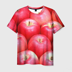Мужская футболка 3D с принтом Яблоки в Санкт-Петербурге, 100% полиэфир | прямой крой, круглый вырез горловины, длина до линии бедер | красные | плоды | уражай | фрукты | яблоки