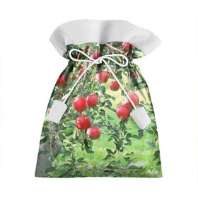 Подарочный 3D мешок с принтом Яблоки в Санкт-Петербурге, 100% полиэстер | Размер: 29*39 см | дерево | зелень | красные | сад | яблоки
