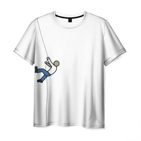 Мужская футболка 3D с принтом Скалолаз в Санкт-Петербурге, 100% полиэфир | прямой крой, круглый вырез горловины, длина до линии бедер | рисунок | скалолаз | человечки