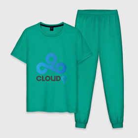 Мужская пижама хлопок с принтом Cloud9 в Санкт-Петербурге, 100% хлопок | брюки и футболка прямого кроя, без карманов, на брюках мягкая резинка на поясе и по низу штанин
 | Тематика изображения на принте: cld9