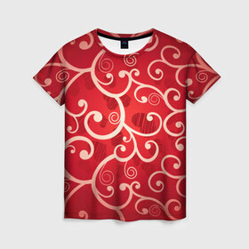 Женская футболка 3D с принтом Background в Санкт-Петербурге, 100% полиэфир ( синтетическое хлопкоподобное полотно) | прямой крой, круглый вырез горловины, длина до линии бедер | hearts | red | romantic | valentine | прикольные | сердечки | фон