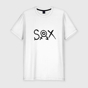 Мужская футболка премиум с принтом SOX в Санкт-Петербурге, 92% хлопок, 8% лайкра | приталенный силуэт, круглый вырез ворота, длина до линии бедра, короткий рукав | sox | скучный мир
