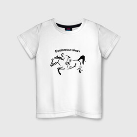 Детская футболка хлопок с принтом Equestrian sport в Санкт-Петербурге, 100% хлопок | круглый вырез горловины, полуприлегающий силуэт, длина до линии бедер | Тематика изображения на принте: equestrian sport | horse | конкур | конный спорт | лошадь