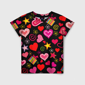 Детская футболка 3D с принтом Любовь в Санкт-Петербурге, 100% гипоаллергенный полиэфир | прямой крой, круглый вырез горловины, длина до линии бедер, чуть спущенное плечо, ткань немного тянется | love is | любовь | подарки | сердца