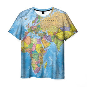 Мужская футболка 3D с принтом Карта в Санкт-Петербурге, 100% полиэфир | прямой крой, круглый вырез горловины, длина до линии бедер | Тематика изображения на принте: map | world | глобус | мир | россия