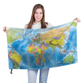 Флаг 3D с принтом Карта в Санкт-Петербурге, 100% полиэстер | плотность ткани — 95 г/м2, размер — 67 х 109 см. Принт наносится с одной стороны | map | world | глобус | мир | россия