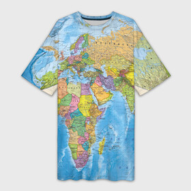 Платье-футболка 3D с принтом Карта в Санкт-Петербурге,  |  | map | world | глобус | мир | россия