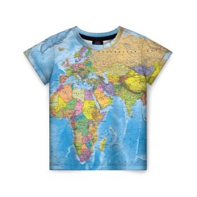 Детская футболка 3D с принтом Карта в Санкт-Петербурге, 100% гипоаллергенный полиэфир | прямой крой, круглый вырез горловины, длина до линии бедер, чуть спущенное плечо, ткань немного тянется | map | world | глобус | мир | россия