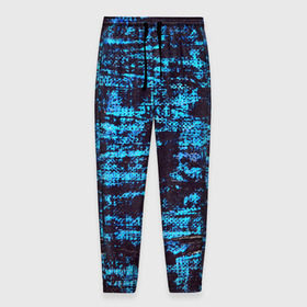 Мужские брюки 3D с принтом Джинсовый в Санкт-Петербурге, 100% полиэстер | манжеты по низу, эластичный пояс регулируется шнурком, по бокам два кармана без застежек, внутренняя часть кармана из мелкой сетки | blue | grunge | джинсы | краска