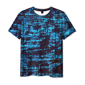 Мужская футболка 3D с принтом Джинсовый в Санкт-Петербурге, 100% полиэфир | прямой крой, круглый вырез горловины, длина до линии бедер | blue | grunge | джинсы | краска