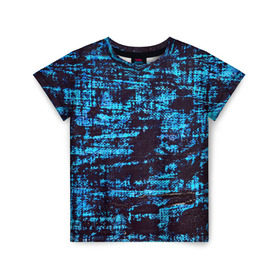 Детская футболка 3D с принтом Джинсовый в Санкт-Петербурге, 100% гипоаллергенный полиэфир | прямой крой, круглый вырез горловины, длина до линии бедер, чуть спущенное плечо, ткань немного тянется | blue | grunge | джинсы | краска