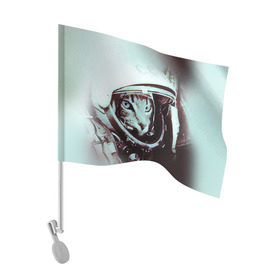 Флаг для автомобиля с принтом Котмонавт в Санкт-Петербурге, 100% полиэстер | Размер: 30*21 см | 12 апреля | гагарин | день космонавтики | космонавт | космонавтика | космос | юра | юрий
