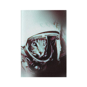 Обложка для паспорта матовая кожа с принтом Котмонавт в Санкт-Петербурге, натуральная матовая кожа | размер 19,3 х 13,7 см; прозрачные пластиковые крепления | 12 апреля | гагарин | день космонавтики | космонавт | космонавтика | космос | юра | юрий