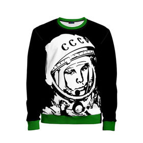 Детский свитшот 3D с принтом Гагарин 9 в Санкт-Петербурге, 100% полиэстер | свободная посадка, прямой крой, мягкая тканевая резинка на рукавах и понизу свитшота | Тематика изображения на принте: 12 апреля | гагарин | день космонавтики | космонавт | космонавтика | космос | юра | юрий