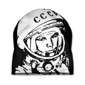 Шапка 3D с принтом Гагарин 9 в Санкт-Петербурге, 100% полиэстер | универсальный размер, печать по всей поверхности изделия | 12 апреля | гагарин | день космонавтики | космонавт | космонавтика | космос | юра | юрий