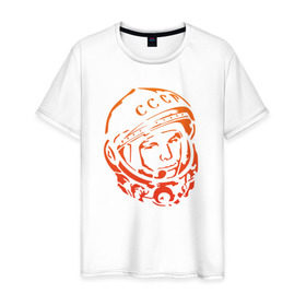 Мужская футболка хлопок с принтом Гагарин 10 в Санкт-Петербурге, 100% хлопок | прямой крой, круглый вырез горловины, длина до линии бедер, слегка спущенное плечо. | 12 апреля | гагарин | день космонавтики | космонавт | космонавтика | космос | юра | юрий
