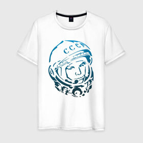 Мужская футболка хлопок с принтом Гагарин 11 в Санкт-Петербурге, 100% хлопок | прямой крой, круглый вырез горловины, длина до линии бедер, слегка спущенное плечо. | 12 апреля | гагарин | день космонавтики | космонавт | космонавтика | космос | юра | юрий