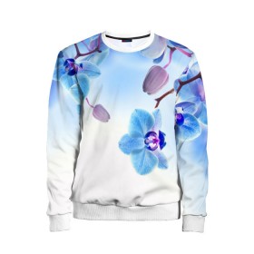 Детский свитшот 3D с принтом Голубая орхидея в Санкт-Петербурге, 100% полиэстер | свободная посадка, прямой крой, мягкая тканевая резинка на рукавах и понизу свитшота | голубая орхидея | красота | орхидеи | природа | цветок | цветочек | цветы
