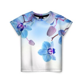 Детская футболка 3D с принтом Голубая орхидея в Санкт-Петербурге, 100% гипоаллергенный полиэфир | прямой крой, круглый вырез горловины, длина до линии бедер, чуть спущенное плечо, ткань немного тянется | голубая орхидея | красота | орхидеи | природа | цветок | цветочек | цветы