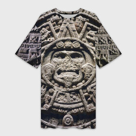 Платье-футболка 3D с принтом Календарь ацтеков в Санкт-Петербурге,  |  | ацтеки | история | календарь | круги
