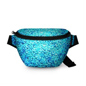 Поясная сумка 3D с принтом Вода в Санкт-Петербурге, 100% полиэстер | плотная ткань, ремень с регулируемой длиной, внутри несколько карманов для мелочей, основное отделение и карман с обратной стороны сумки застегиваются на молнию | blue | арт | вода | волны | новые | прикольные | текстуры