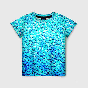 Детская футболка 3D с принтом Вода в Санкт-Петербурге, 100% гипоаллергенный полиэфир | прямой крой, круглый вырез горловины, длина до линии бедер, чуть спущенное плечо, ткань немного тянется | Тематика изображения на принте: blue | арт | вода | волны | новые | прикольные | текстуры