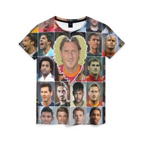 Женская футболка 3D с принтом Франческо Тотти - лучший в Санкт-Петербурге, 100% полиэфир ( синтетическое хлопкоподобное полотно) | прямой крой, круглый вырез горловины, длина до линии бедер | francesco totti | лучший футболист | любимый игрок | сердце | франческо тотти | футбол | я люблю