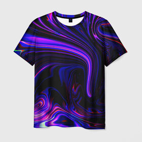 Мужская футболка 3D с принтом Цветные разводы в Санкт-Петербурге, 100% полиэфир | прямой крой, круглый вырез горловины, длина до линии бедер | Тематика изображения на принте: гранж | краска | разводы | цветные