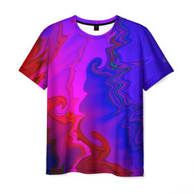 Мужская футболка 3D с принтом Разводы красок в Санкт-Петербурге, 100% полиэфир | прямой крой, круглый вырез горловины, длина до линии бедер | Тематика изображения на принте: акварель | разводы | штрихи