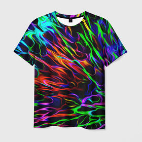 Мужская футболка 3D с принтом Разноцветные разводы в Санкт-Петербурге, 100% полиэфир | прямой крой, круглый вырез горловины, длина до линии бедер | гранж | краска | разводы | цветные
