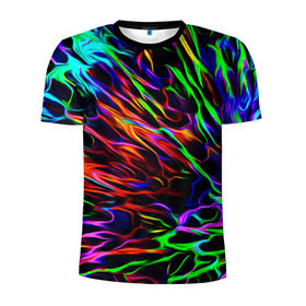 Мужская футболка 3D спортивная с принтом Разноцветные разводы в Санкт-Петербурге, 100% полиэстер с улучшенными характеристиками | приталенный силуэт, круглая горловина, широкие плечи, сужается к линии бедра | гранж | краска | разводы | цветные