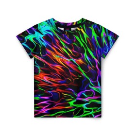 Детская футболка 3D с принтом Разноцветные разводы в Санкт-Петербурге, 100% гипоаллергенный полиэфир | прямой крой, круглый вырез горловины, длина до линии бедер, чуть спущенное плечо, ткань немного тянется | гранж | краска | разводы | цветные