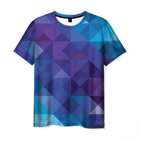 Мужская футболка 3D с принтом Абстракция в Санкт-Петербурге, 100% полиэфир | прямой крой, круглый вырез горловины, длина до линии бедер | квадраты | прикол | синий