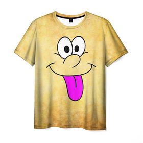 Мужская футболка 3D с принтом Балдею от всего в Санкт-Петербурге, 100% полиэфир | прямой крой, круглый вырез горловины, длина до линии бедер | балдею от всего | веселье | мордочка | позитив | прикол | рожица | смайл | смех | улыбка | умора | хорошее настроение | юмор | язык