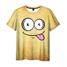 Мужская футболка 3D с принтом Кайфушки в Санкт-Петербурге, 100% полиэфир | прямой крой, круглый вырез горловины, длина до линии бедер | веселье | кайфушки | мордочка | позитив | прикол | рожица | смайл | смех | улыбка | умора | хорошее настроение | юмор