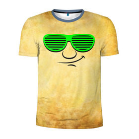 Мужская футболка 3D спортивная с принтом Знатный клаббер в Санкт-Петербурге, 100% полиэстер с улучшенными характеристиками | приталенный силуэт, круглая горловина, широкие плечи, сужается к линии бедра | веселье | кислота | клаббер | клуб | мордочка | очки | позитив | прикол | рожица | смайл | смех | улыбка | умора | хорошее настроение | юмор
