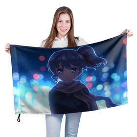 Флаг 3D с принтом NightCore в Санкт-Петербурге, 100% полиэстер | плотность ткани — 95 г/м2, размер — 67 х 109 см. Принт наносится с одной стороны | anime | девочка