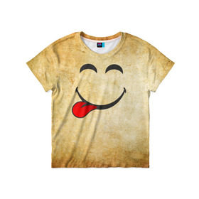 Детская футболка 3D с принтом Мы на позитиве (L) в Санкт-Петербурге, 100% гипоаллергенный полиэфир | прямой крой, круглый вырез горловины, длина до линии бедер, чуть спущенное плечо, ткань немного тянется | Тематика изображения на принте: парная | позитив | рожица | смайл | улыбка | язык
