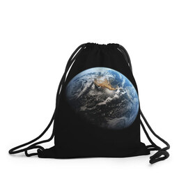 Рюкзак-мешок 3D с принтом Земля в Санкт-Петербурге, 100% полиэстер | плотность ткани — 200 г/м2, размер — 35 х 45 см; лямки — толстые шнурки, застежка на шнуровке, без карманов и подкладки | Тематика изображения на принте: earth | земля | космос | луна