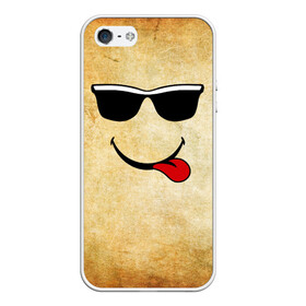 Чехол для iPhone 5/5S матовый с принтом Смайл в очках (L) в Санкт-Петербурге, Силикон | Область печати: задняя сторона чехла, без боковых панелей | веселье | мордочка | очки | парная | позитив | прикол | рожица | смайл | смайл в очках | смех | улыбка | умора | хорошее настроение | юмор | язык