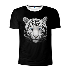 Мужская футболка 3D спортивная с принтом Тигр в Санкт-Петербурге, 100% полиэстер с улучшенными характеристиками | приталенный силуэт, круглая горловина, широкие плечи, сужается к линии бедра | голова животного | кошка | тигр