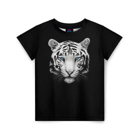 Детская футболка 3D с принтом Тигр в Санкт-Петербурге, 100% гипоаллергенный полиэфир | прямой крой, круглый вырез горловины, длина до линии бедер, чуть спущенное плечо, ткань немного тянется | голова животного | кошка | тигр