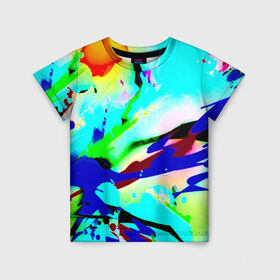 Детская футболка 3D с принтом Цветные краски в Санкт-Петербурге, 100% гипоаллергенный полиэфир | прямой крой, круглый вырез горловины, длина до линии бедер, чуть спущенное плечо, ткань немного тянется | абстракция красок | гранж | краска | разводы | текстуры | цветные