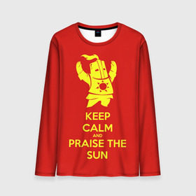 Мужской лонгслив 3D с принтом Keep calm and praise the sun в Санкт-Петербурге, 100% полиэстер | длинные рукава, круглый вырез горловины, полуприлегающий силуэт | dark souls