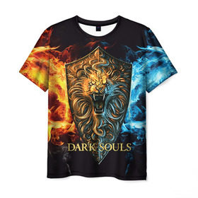 Мужская футболка 3D с принтом Dark Souls 11 в Санкт-Петербурге, 100% полиэфир | прямой крой, круглый вырез горловины, длина до линии бедер | Тематика изображения на принте: dark souls | praise the sun | you died | дарк соулс