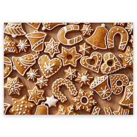 Поздравительная открытка с принтом печенье в Санкт-Петербурге, 100% бумага | плотность бумаги 280 г/м2, матовая, на обратной стороне линовка и место для марки
 | christmas | cookies | decoration | merry | xmas | выпечка | глазурь | новый год | рождество | сладко