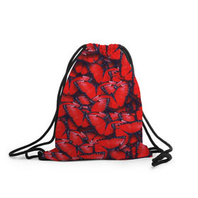 Рюкзак-мешок 3D с принтом Бабочки в Санкт-Петербурге, 100% полиэстер | плотность ткани — 200 г/м2, размер — 35 х 45 см; лямки — толстые шнурки, застежка на шнуровке, без карманов и подкладки | красная